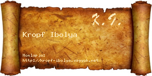 Kropf Ibolya névjegykártya